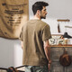 Jereno American Heavyweight 320G Kurzärärmelte Herren-T-Shirt im Sommer Lose Retro Polo-Hemd Trendy Tough Guy Vintage Henry Neck Herrenkleidung Mokka Brown [Schwergewicht 320G] 4xl für 200-220jin geeignet [Jin gleich 0,5 kg]