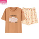 Modal Damen Kurzärärmelte Pyjamas Set Summer Pure Cotton Home Kleidung rein Baumwolle kann außerhalb des dünnen Sommer-Cartoon-Cartoon-Cartoons Y9854 M Empfohlen 75-95jin [Jin gleich 0,5 kg]