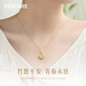 Silver Qianhui 999 foot silver Hetian jade necklace women's high-end light luxury pendant young birthday gift for girlfriend mother bamboo report safety necklace/999 silver+7 warehouse delivery/the next day delivery Valentine's Day girl gift/rose gift box for wife/with jewelry certificate