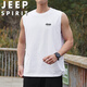 
JEEP SPIRIT Jeep Vest Men's Summer Ice Sleeveless T-shirt Round Neck Solid Color Versatile Casual Clothes Taupe 2XL