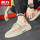 Huili Herrenschuhe Sommer 2025 neue atmungsaktive Netzschuhe für Männer faule Männer lässige Halbschuhe ohne Absatz Sandalen Reigrau Orange [F692L] 42