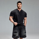 
MUSCLEDOG Muscle Dog Fitness Short Sleeve Men's Summer New Products Loose Casual Henry Shirt Training Suit Sports T-Shirt Black 3XL