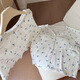 
S.SOFEA summer short-sleeved jacquard pajamas female princess style thin two-piece set Double short set DW683 blue flower (with chest pad) 180 XL (120-140Jin [Jin equals 0.5 kg])