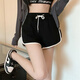 Miao Yijia Sports Shorts Women's Summer 2025 New Outerwear Black Casual Shorts Girls Big Pants High Waist Slim Versatile American Casual Simple Sports Shorts Gray One Size Recommended 120Jin Jin is equal to within 0.5kg