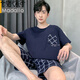 Modal Herren Pyjamas Herren Sommer Baumwolle kurzärmelige Pullover Rundhals plus Fett Plus Größe Home Clothing Sommer Dünner Set HD9934 4xl Männer