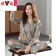 Pajamas Yalu pour les femmes au printemps et en automne en coton pur à manches longues automne-taille moyenne d'âge moyen de l'âge moyen printemps et à l'été des vêtements de maison minces C9272 poudre de haricot Cat XL (recommandé 120-140jin [Jin est égal à 0,5 kg]))