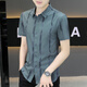 Hua Jiuqing Guangdong Piting Camisa de alta gama suelta Big Behly Men's New Style 2025 Camisa de manga corta para hombres de verano de manga corta y guapo 7027 Negro M 90-110Jin [Jin equivale a 0.5 kg]