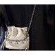 
CinvaiKrose small c/k bag women's 2025 new fashion chain bucket bag genuine leather handheld crossbody bag white White