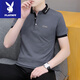 Playboy short-sleeved T-shirt men's trend 2025 new white top summer men's lapel POLO collar T-shirt 683 dark blue L (suitable for 120-135Jin Jin equals 0.5kg)