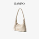 Bampo Jinyuan bag, first-layer cowhide HOBO bag, 2025 new textured soft leather cross-body armpit bag, shoulder bag, black carbon 930