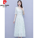 皮尔卡丹（pierre cardin）夏天雪纺碎花连衣裙女2025新款时尚高端长款气质高级感妈妈长裙子 967黄色碎花 3XL 135-145斤
