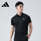 adidas阿迪达斯短袖男新款运动商务翻领POLO衫休闲T恤运动服 黑色 IN6626 S （建议体重100-120斤）