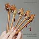 Phoenix Nirvana ancient style hairpin peach wood hairpin new Chinese style hair accessories updo hairpin high-end step rocking hairpin as a birthday gift for my wife