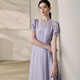 Roeyshouse Royyshouse Chroy Robe de taille violette 2025 Nouvelle manche bouffée Fashion grande jupe ourlet 12052 Purple 2xl