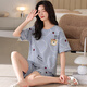 Dan Pajamas assez grande taille Femmes 200 Jin [Jin est égal à 0,5 kg] Souet à manches courtes d'été Fat Sœur Extra Large Taille 200 Jin [Jin est égal à 0,5 kg] Carton lâche Maison A3519 Shorts M 80-95 Jin [Jin est égal à 0,5 kg]