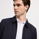 Emz Ordos 25 Frühlingswolle mit Mulberry Seide, Revers Zipper Business Jacket Top für Männer, dunkelblau L 175/96a