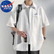 NASA MARVEL short-sleeved shirt men's summer breathable top business lapel thin shirt men's casual clothes white 2XL