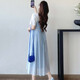 Ailantings neue Sommerkoreanische Version kurzärmeliges Spleißen gefälschter zweiteiler kleiner frischer Mutterschaftskleid lose Überkleidekleid hellblau 9889# M Empfohlen 90-15jin [Jin ist 0,5 kg]