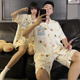 雅鹿情侣睡衣男女款夏季短袖加大码加肥卡通小狗薄款家居服可外穿套装 MJ-S761#米其双短(男图) M 75-95斤