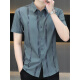 Yaxins Queliang-Hemd 2025 neues Hemd mit kurzer Ärmel für Männer koreanische Stil schlanker trendiger Zentimeter Hemd Casom Helloom Men Single Piece 7027 Green M.