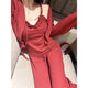
FHHUABD French pure lace sexy women's pajamas with chest pad three-piece set spring and autumn bow suspender cardigan home clothes 677 cut men's lace three-piece set [with chest pad] M [Suggested 95 Jin [Jin equals 0.5 kg]]