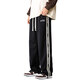 Long Taozi Straight Casual Pantals for Men's Men's Spring and Automne Style Black Volylers Panters pour hommes à la mode pour hommes à rayures Splicing Sports Pantal