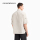 安普里奥·阿玛尼（Emporio Armani）2025春季新款男士廓形翻领短袖工装衬衫 U1098-杏仁色 S (：120-130斤)