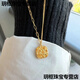 KZD sand gold brushed sugar cube pendant gold quality flash necklace gold plated niche fashion 45cm