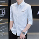 Aexmere hairen home sommer sommer hemd Männer gestreift mit mittlerer Ärmeln koreanischer Stil schlanker Mode halbärmely Casual Small Shirt Herrenkleidung sieben Haare HT683 Gray L 105-120jin [Jin gleich 0,5 kg] tragen]