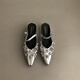 S.SOFEA inner heightening Mary Jane single shoes women's spring and summer bow half slippers 838-3 black 35
