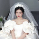 Fujiu's new sweet bride's white tassel flower veil, elegant wedding dress, short headpiece for outdoor photography, model's same flower veil, length about 98cm