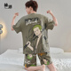 
Yougang pajamas for men in summer short-sleeved pure cotton thin style for teenagers in summer can wear outside and add fat to increase the size of men's home clothes. 1517 L (170cm recommended weight 110-135)