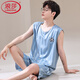 LangSha pajamas men's vest sleeveless shorts two-piece suit summer thin ice silk cool quick-drying ball uniform large size student [ice silk sleeveless suit] Q9905 XL men [125-145Jin [Jin equals 0.5 kg]]
