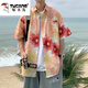 啄木鸟冰丝花衬衫男短袖夏季薄款透气夏威夷沙滩衬衣痞帅大码宽松外套潮 蓝色 2XL