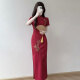 丹珠娜（DanZhuNa）紫色新中式连衣裙2025夏季新款女装少女年轻款改良气质旗袍长裙子 9764黄色旗袍（无饰品） S