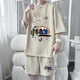 Kaduton Junior High School Student Sports Sports Sports Summer Waffle de verano para hombres Camiseta de manga corta Marca de martillo de seda de hielo set 831 White Set XL 130-150Jin [Jin iguala 0.5 kg] portátil