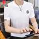 Pierre Cardin 2025 Summer NUEVA Seda de hielo para hombres Camiseta de manga corta Jacquard Camiseta de media manga más grasa de color grueso de secado rápido 699 Negro M 80-110Jin [Jin equivale a 0.5 kg]