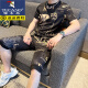 啄木鸟欧货短袖男装夏季潮牌潮流高端冰丝速干t恤男士穿搭一整套装痞帅T 829卡其色套装 XL