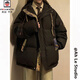 Aemape Retro Winter-Baumwolljacke für Männer und Frauen tragen Jacquard Spleißen mit Kapuze-Jacke Trendy Brand verdickte warme Jacke für Winter M6636 Lila (Drei-Bar-Baumwolljacke) M [Empfohlen: 90-110jin [Jin entspricht etwa 0,5 kg]]