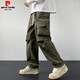 Pierre Cardin Multi-poche Pantalon de travail masculin 2025 Spring and Automne Nouveau pantalon à jambes larges droits en vrac Pantalon occasionnel à la mode K9928 mètres blancs [90-100jin [Jin est égal à 0,5 kg]]]