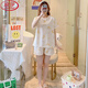 
LangSha ins pajamas women summer set cartoon cute cotton thin shorts shorts for outdoor wear home clothes pajamas summer 1049# carrot rabbit XL