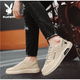 Offizielle Playboy -offizielle Website, die offizielle Website der offiziellen Website der offiziellen Website von Herrenschuhen, Frühlings- und Sommer -neue kleine weiße Schuhe, Herren Softy Vielseitige, trendige Leinwandschuhe atmungsaktives Playboy Z1105 Khaki 44
