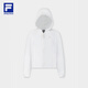 FILA Oficial de la chaqueta tejida de mujeres 2025 Autumn New Fitness Sports Simple Loose Caplaed Top Jade White S 160/80a/S
