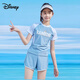 迪士尼（Disney）女童泳衣分体式中大童夏少女带胸垫游泳衣女孩运动青少年泳装 9858牛奶丝黑灰色 均码 10-15岁【50-75斤】