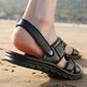 DADONG (DOPDO) 2025 SUMMERO Sandalias para hombres New Men's Tendy Leather Beach Beach Blay Capa de paletas de vaca Sandalias de hombres casuales 12129 Amarillo-marrón 38