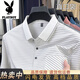 
Playboy 100% ice silk short sleeve t-sleeved summer new high-end men's breathable elastic casual business fashion POIO shirt JL-9922 black [short sleeve] 2XL 180 recommended 155-170Jin [Jin equals 0.5 kg]