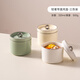 Onlycook ceramic water-proof stew pot with lid, household one-person steamed egg custard bowl, soup and porridge, special small soup pot, baking bowl, steaming cup, 3-piece set, milk white + milk yellow + matcha green
