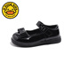 G.duck Girls British Style Leather Shoes Glossy Round Toe 2025 Spring and Autumn New College Style Children's Shoes Casual Retro Shoes Black 28