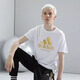 Adidas Men's Breffable Fast Séchage Round Round Fashion Trend Fashion Sports confortables et T-shirt décontracté blanc / or 2xl