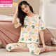 
Modal comfortable pajamas for women in summer spring and autumn short-sleeved cropped pants simple casual loose suit for women home clothes Short-sleeved cropped pants suit - Qi 679 M women Recommended 80-100 Jin [Jin equals 0.5 kg]